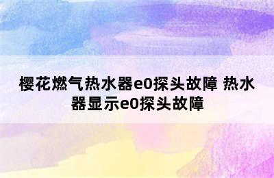 樱花燃气热水器e0探头故障 热水器显示e0探头故障